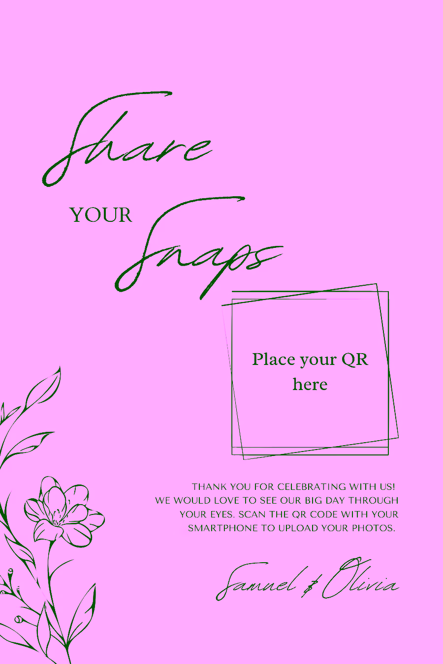 Fine line botanical QR template