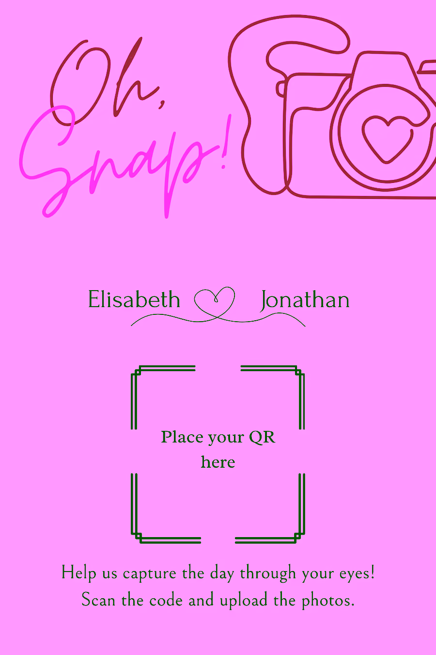 Playful pink camera QR template